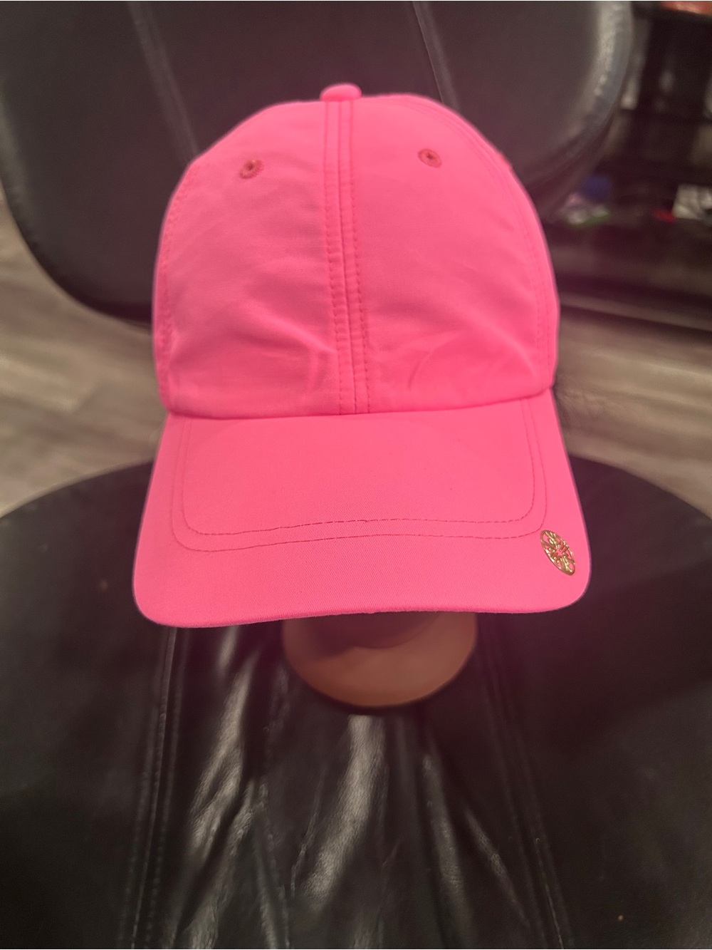 Lilly Pulitzer Hot Pink Baseball Cap with Gold Logo Accent